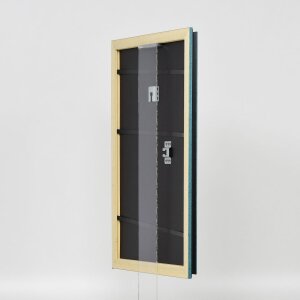 Efecto marco de madera perfil 21 azul 70x70 cm cristal de museo