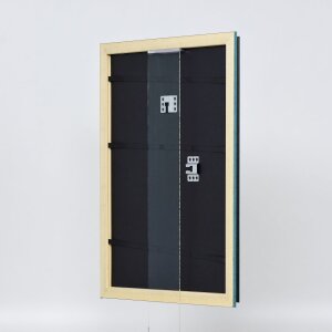 Efecto marco de madera perfil 21 azul 70x70 cm cristal de museo