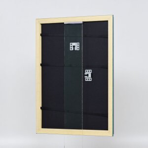 Efecto marco de madera perfil 21 azul 70x70 cm cristal de museo