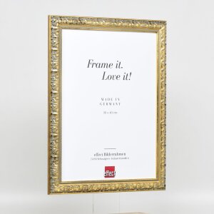 Efecto marco de madera perfil 94 oro 9x13 cm cristal de museo