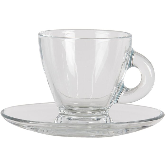 Taza de café con platillo transparente 8x6x6 - 11x10x2 cm - 85 ml 6GL3418