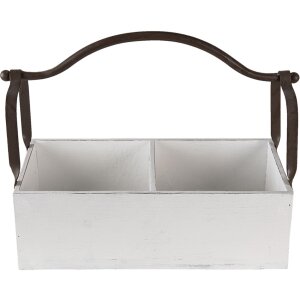 Clayre & Eef 6H1914W Caja de almacenaje 41x19x29 cm Madera blanca Metal