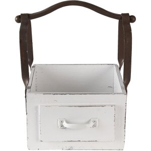Cesta de madera blanca 24x19x28 cm 6H1915W