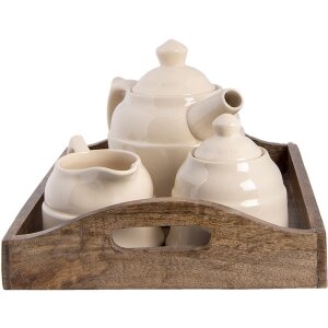 Bandeja con vajilla marrón 27x22x16 cm 6H1986