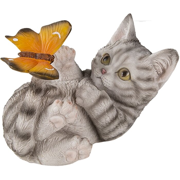 Decoración gato gris 14x8x11 cm 6PR3356
