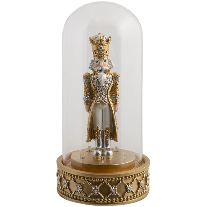 Campana de cristal con cascanueces dorado Ø 12x24 cm LED 6PR3416