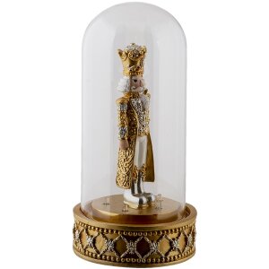 Campana de cristal con cascanueces dorado Ø 12x24...