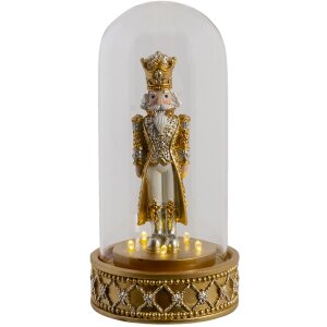 Campana de cristal con cascanueces dorado Ø 12x24 cm LED 6PR3416