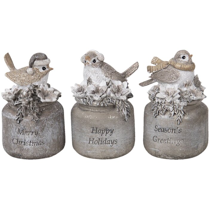 Decoración pájaro LED gris 7x6x10 cm 6PR3468