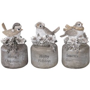 Decoración pájaro LED gris 7x6x10 cm 6PR3468