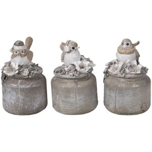 Decoración pájaro LED gris 7x6x10 cm 6PR3468