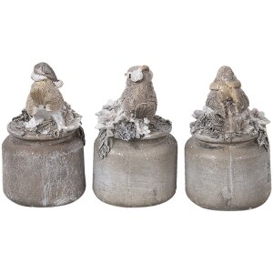 Decoración pájaro LED gris 7x6x10 cm 6PR3468
