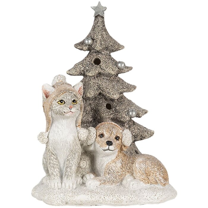 Decoración Perro y Gato multicolor 11x9x15 cm LED 6PR4628