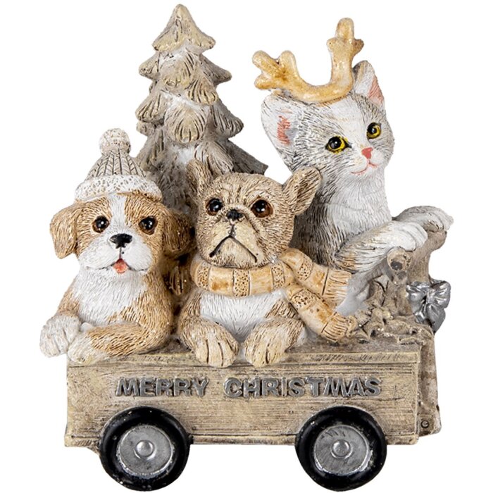 Decoración Animales en un carro multicolor 9x7x11 cm 6PR4636