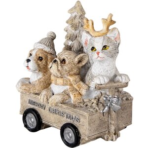 Decoración Animales en un carro multicolor 9x7x11 cm 6PR4636