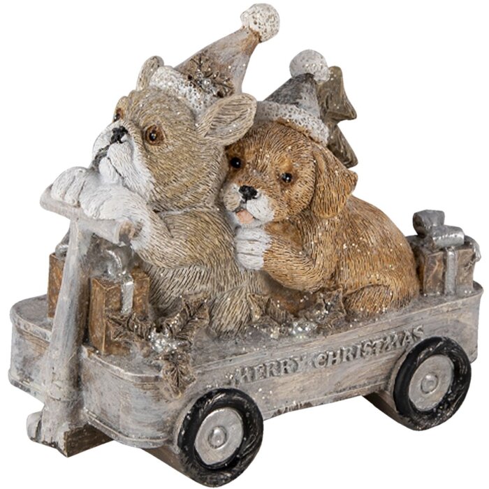 Decoración Perros en un carro multicolor 10x6x9 cm 6PR4637