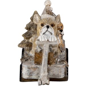 Decoración Perros en un carro multicolor 10x6x9 cm 6PR4637
