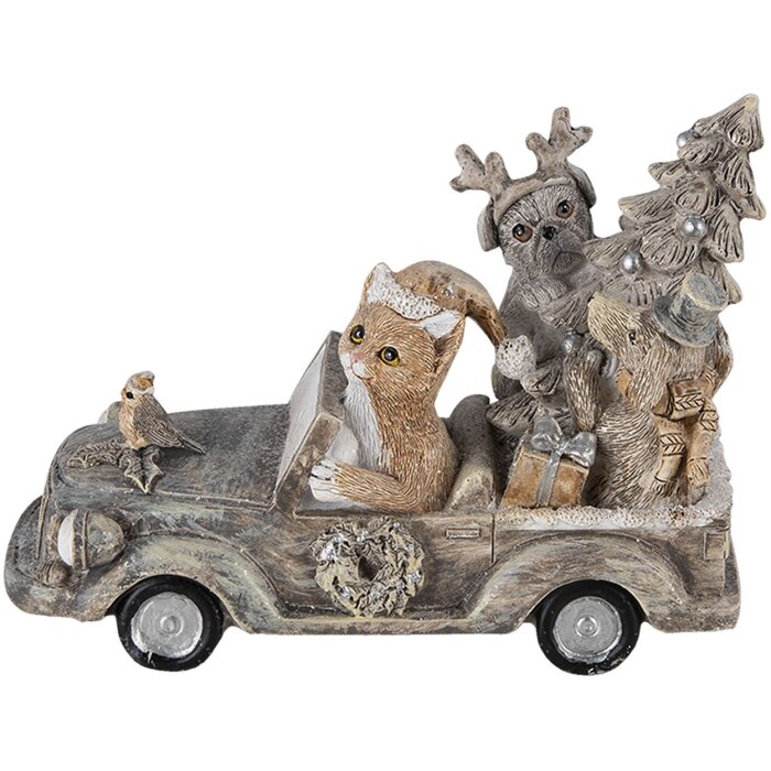 Decoración Animales en un coche multicolor 16x8x11 cm 6PR4639