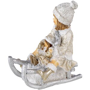 Decoración niño en trineo blanco 10x5x10 cm 6PR4665