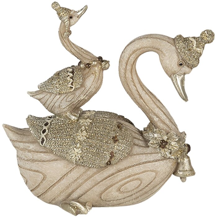 Decoración Cisnes beige 11x6x10 cm 6PR4687
