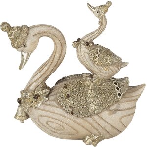 Decoración Cisnes beige 11x6x10 cm 6PR4687