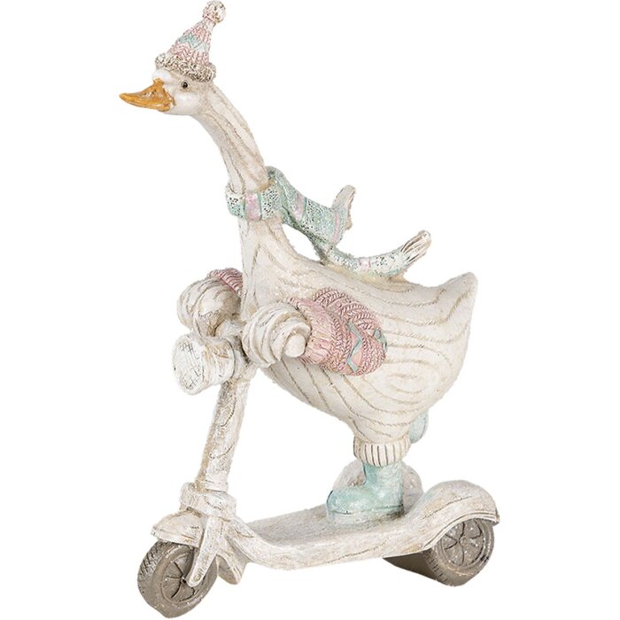 Decoración ganso en patinete blanco 14x6x19 cm 6PR4688