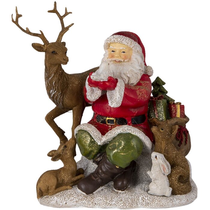 Decoración Papá Noel con animales multicolor 18x13x19 cm 6PR4721