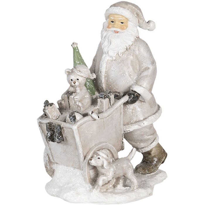 Decoración Papá Noel con carro plata 12x8x15 cm 6PR4728