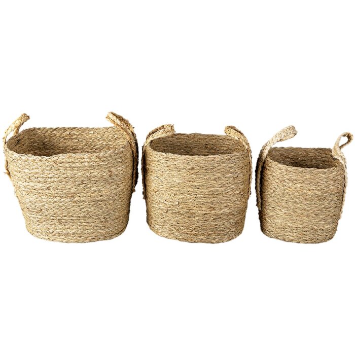 Cesta (juego de 3) marrón 27x27x21-30 - 23x23x19-27 - 20x20x17x25 cm 6RO0539
