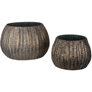 Macetero (lote de 2) estaño Ø 40x25 - Ø 28x19 cm 6Y4308