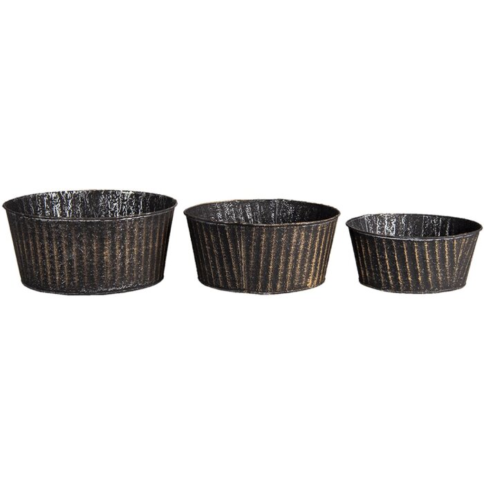 Jardinera negra Ø 24x11 - Ø 21x10 - Ø 19x8 cm 6Y4625