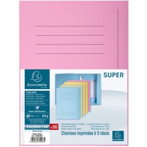 Paquete de 50 carpetas OfficeBuddy SUPER 210 Rosa 24x32cm A4