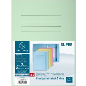 SuperBüro SUPER 210 carpeta verde claro 3 solapas A4 Paquete de 50 unidades