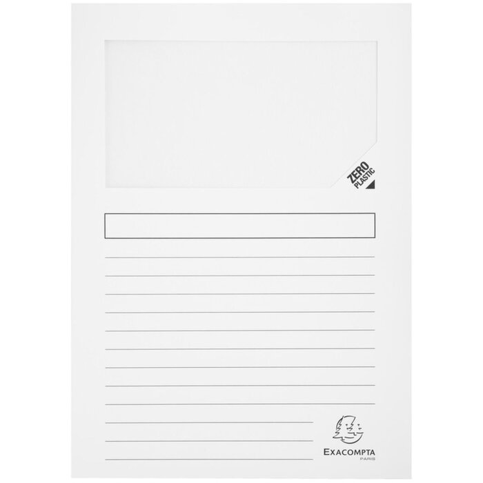 Exacompta 100 Carpetas con Ventana DIN A4 160g sin plástico SUPER Blanco