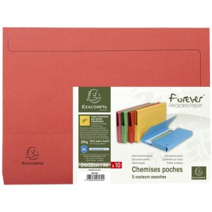 Carpetas de cartón reciclado A4 de colores Pack de 10 unidades 24x32cm