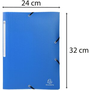 Carpeta Okap en formato DIN A4 con 3 solapas y banda elástica, de PP 0,5 mm azul