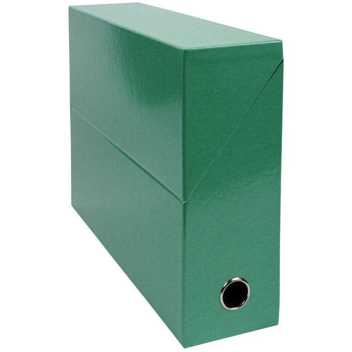 Caja de cartón para transferencias, lomo 90mm, 25x33cm para DIN A4 - Iderama - Verde oscuro
