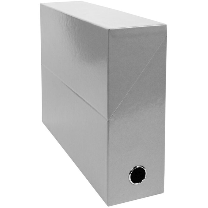 Caja de cartón para transferencias, lomo 90mm, 25x33cm para DIN A4 - Iderama - Gris