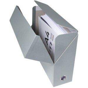 Caja de cartón para transferencias, lomo 90mm, 25x33cm para DIN A4 - Iderama - Gris