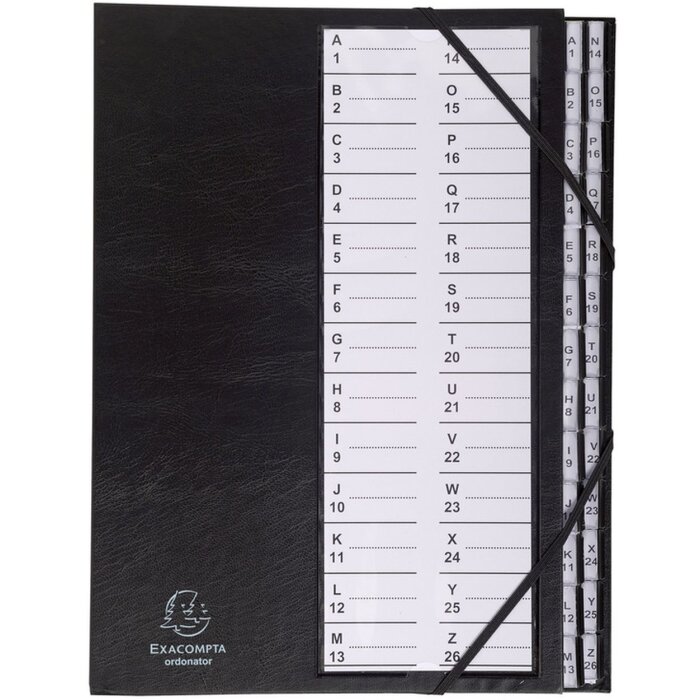 Exacompta carpeta organizadora lomo armónico elástico 26 compartimentos A-Z DIN A4 negro