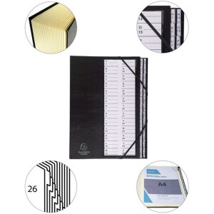 Exacompta carpeta organizadora lomo armónico elástico 26 compartimentos A-Z DIN A4 negro