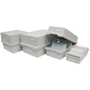 Exacompta 52340D Caja portatarjetas DIN A5 gris claro