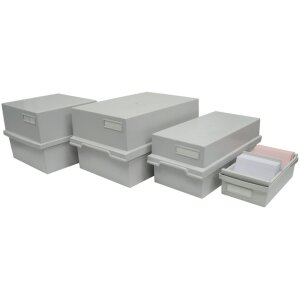 Exacompta 52340D Caja portatarjetas DIN A5 gris claro