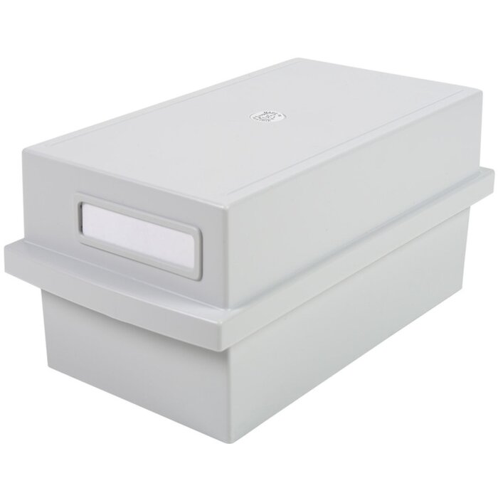 Caja portatarjetas Exacompta con tapa para tarjetas DIN A7 gris claro
