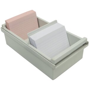 Caja portatarjetas Exacompta con tapa para tarjetas DIN A7 gris claro