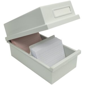 Caja portatarjetas Exacompta con tapa para tarjetas DIN A7 gris claro