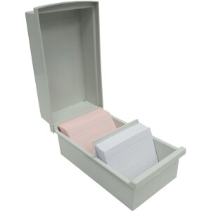 Caja portatarjetas Exacompta con tapa para tarjetas DIN A7 gris claro