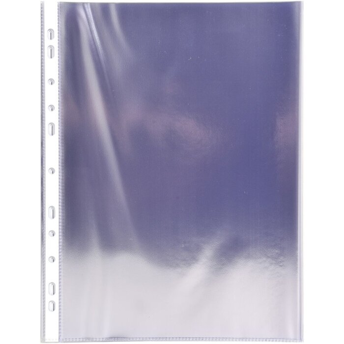 Exacompta paquete de 100 bolsillos para folletos perforados PVC liso 80µ DIN A4 alto
