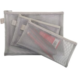Bolsa Exacompta con Cremallera en Nylon Plata 8x18 cm