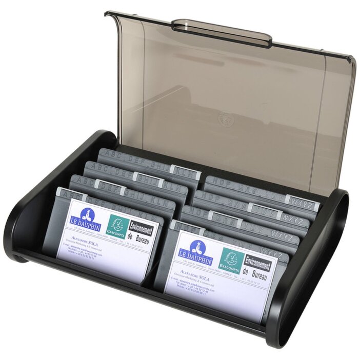Exacompta tarjetero Topline negro para 400 tarjetas de visita con separadores